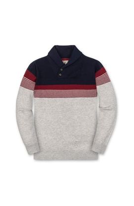 Hope & Henry Hope & Henry Kids' Organic Shawl Collar Cable Sweater with Elbow Patches