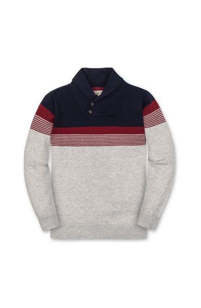 Hope & Henry Hope & Henry Kids' Organic Shawl Collar Cable Sweater with Elbow Patches