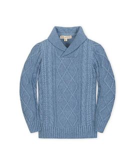 Hope & Henry Hope & Henry Organic Long Sleeve Shawl Collar Cable Sweater
