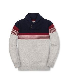 Hope & Henry Hope & Henry Organic Long Sleeve Striped Shawl Collar Sweater