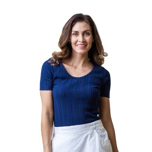 Hope & Henry Hope & Henry Short Sleeve Scoop Neck Sweater Top