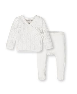 Hope & Henry Hope & Henry Unisex Organic Long Sleeve Pointelle Wrap Sweater & Footed Legging Set