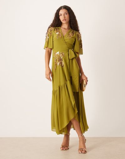 hope and ivy green dress & sage green floral dress