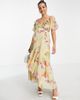 Hope & Ivy Maternity Hope & Ivy Maternity cold shoulder ruffle maxi dress in sage floral-Green - 3