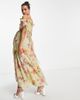 Hope & Ivy Maternity Hope & Ivy Maternity cold shoulder ruffle maxi dress in sage floral-Green - 4