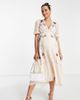 Hope & Ivy Maternity Hope & Ivy Maternity embroidered tea midaxi dress in cream floral-Pink - 1