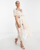 Hope & Ivy Maternity Hope & Ivy Maternity embroidered tea midaxi dress in cream floral-Pink - 2