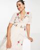 Hope & Ivy Maternity Hope & Ivy Maternity embroidered tea midaxi dress in cream floral-Pink - 3