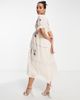 Hope & Ivy Maternity Hope & Ivy Maternity embroidered tea midaxi dress in cream floral-Pink - 4