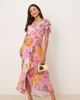 Hope & Ivy Maternity Hope & Ivy Maternity frill sleeve maxi wrap dress with tie waist in blue print-pink - 1