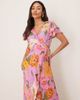 Hope & Ivy Maternity Hope & Ivy Maternity frill sleeve maxi wrap dress with tie waist in blue print-pink - 2