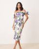 Hope & Ivy Maternity Hope & Ivy Maternity off the shoulder sleeve pencil midi dress in white and purple - 1