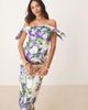 Hope & Ivy Maternity Hope & Ivy Maternity off the shoulder sleeve pencil midi dress in white and purple - 2