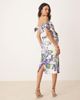 Hope & Ivy Maternity Hope & Ivy Maternity off the shoulder sleeve pencil midi dress in white and purple - 4