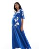 Hope & Ivy Maternity Hope & Ivy Maternity plunge front embellished maxi dress in blue - 1