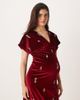 Hope & Ivy Maternity Hope & Ivy Maternity v-neck embellished velvet midi dress in burgundy-Red - 1