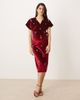 Hope & Ivy Maternity Hope & Ivy Maternity v-neck embellished velvet midi dress in burgundy-Red - 2