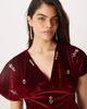 Hope & Ivy Maternity Hope & Ivy Maternity v-neck embellished velvet midi dress in burgundy-Red - 3