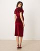 Hope & Ivy Maternity Hope & Ivy Maternity v-neck embellished velvet midi dress in burgundy-Red - 4
