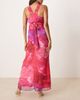 Hope & Ivy Maternity Hope & Ivy Maternity v-neck maxi dress with tie back in pink print - 3