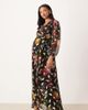 Hope & Ivy Maternity Hope & Ivy Maternity wrap front maxi dress in black floral with gold flecks - 1