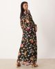 Hope & Ivy Maternity Hope & Ivy Maternity wrap front maxi dress in black floral with gold flecks - 2