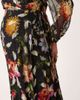 Hope & Ivy Maternity Hope & Ivy Maternity wrap front maxi dress in black floral with gold flecks - 4