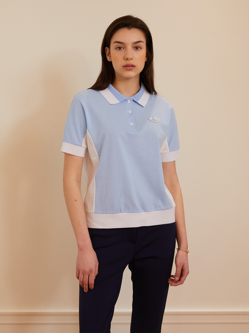 HOTEL SAINT TROPEZ Two Tone Collared T-shirt_Blue