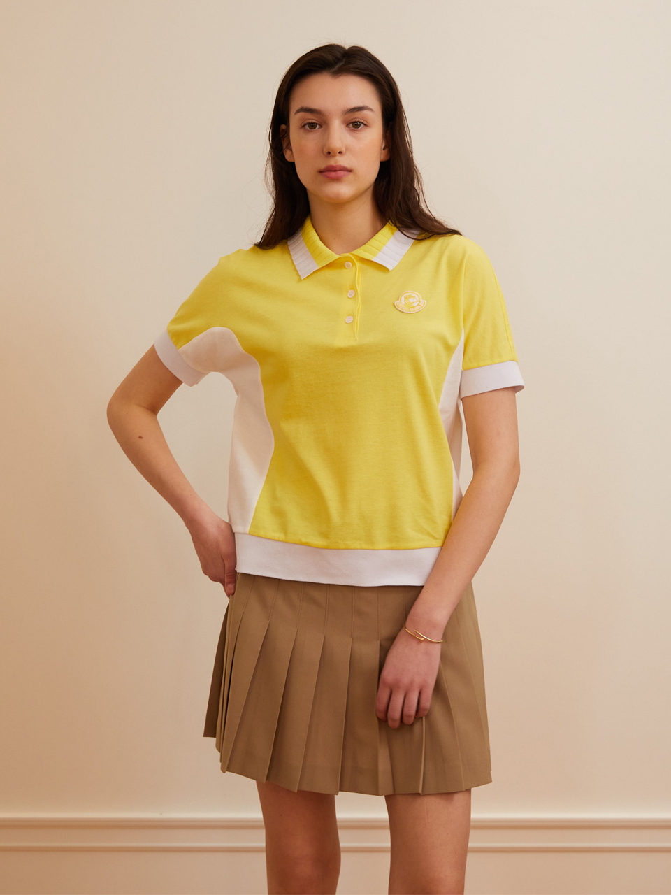 HOTEL SAINT TROPEZ Two Tone Collared T-shirt_Yellow