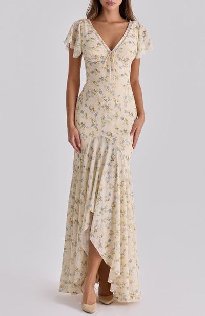 HOUSE OF CB - Amina Floral Georgette High Low Cocktail Dress