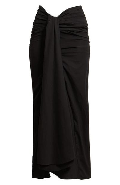 HOUSE OF CB HOUSE OF CB April Ruched Stretch Cotton Evening Midi Skirt