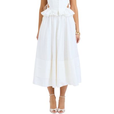 HOUSE OF CB HOUSE OF CB Augustine Embroidered Cotton Midi Skirt