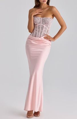 HOUSE OF CB HOUSE OF CB Ayana Strapless Lace & Satin Mermaid Gown