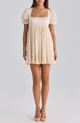 HOUSE OF CB HOUSE OF CB Bambi Broderie Anglaise Lace Regency Babydoll Minidress