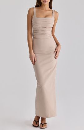 HOUSE OF CB HOUSE OF CB Calandra Stretch Crepe Ruched Maxi Dress