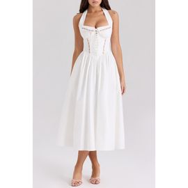 HOUSE OF CB HOUSE OF CB Emilia Strapless Satin Corset Dress