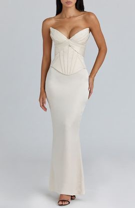 HOUSE OF CB - Artemis Long Sleeve Lace Maxi Dress in Vintage Cream at  Nordstrom