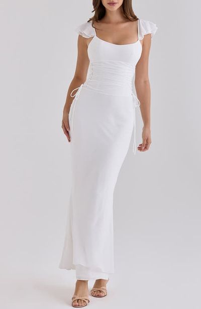 HOUSE OF CB HOUSE OF CB Flutter Sleeve Lace Up Gown