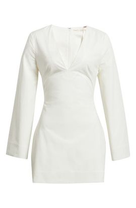 HOUSE OF CB HOUSE OF CB Isha Plunge Neck Bell Sleeve Cotton Minidress