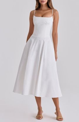 HOUSE OF CB HOUSE OF CB Liora Eyelet Trim Cotton Midi Dress
