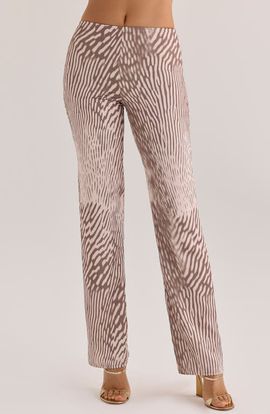 HOUSE OF CB HOUSE OF CB Maren Animal Print Satin Straight Leg Trousers 