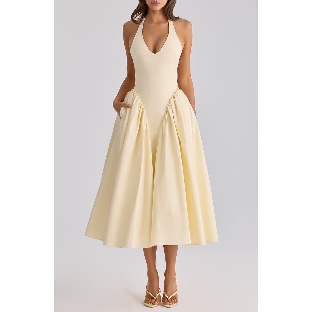 HOUSE OF CB HOUSE OF CB Marilyn Halter Cotton Blend Midi Sundress