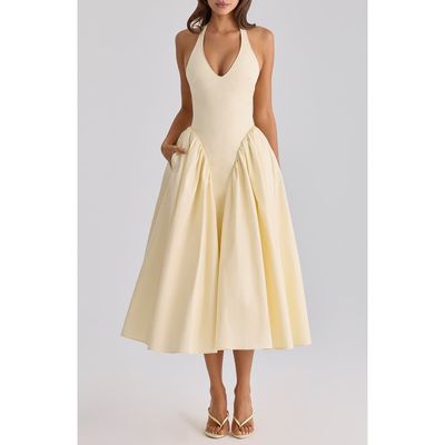 HOUSE OF CB HOUSE OF CB Marilyn Halter Cotton Blend Midi Sundress