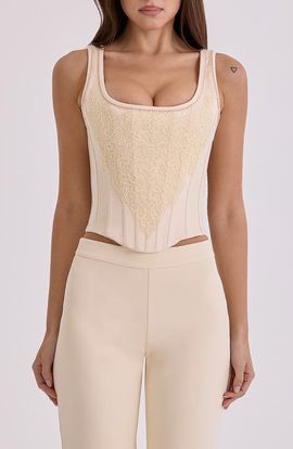 HOUSE OF CB HOUSE OF CB Mimi Ivory Embroidered Corset Top