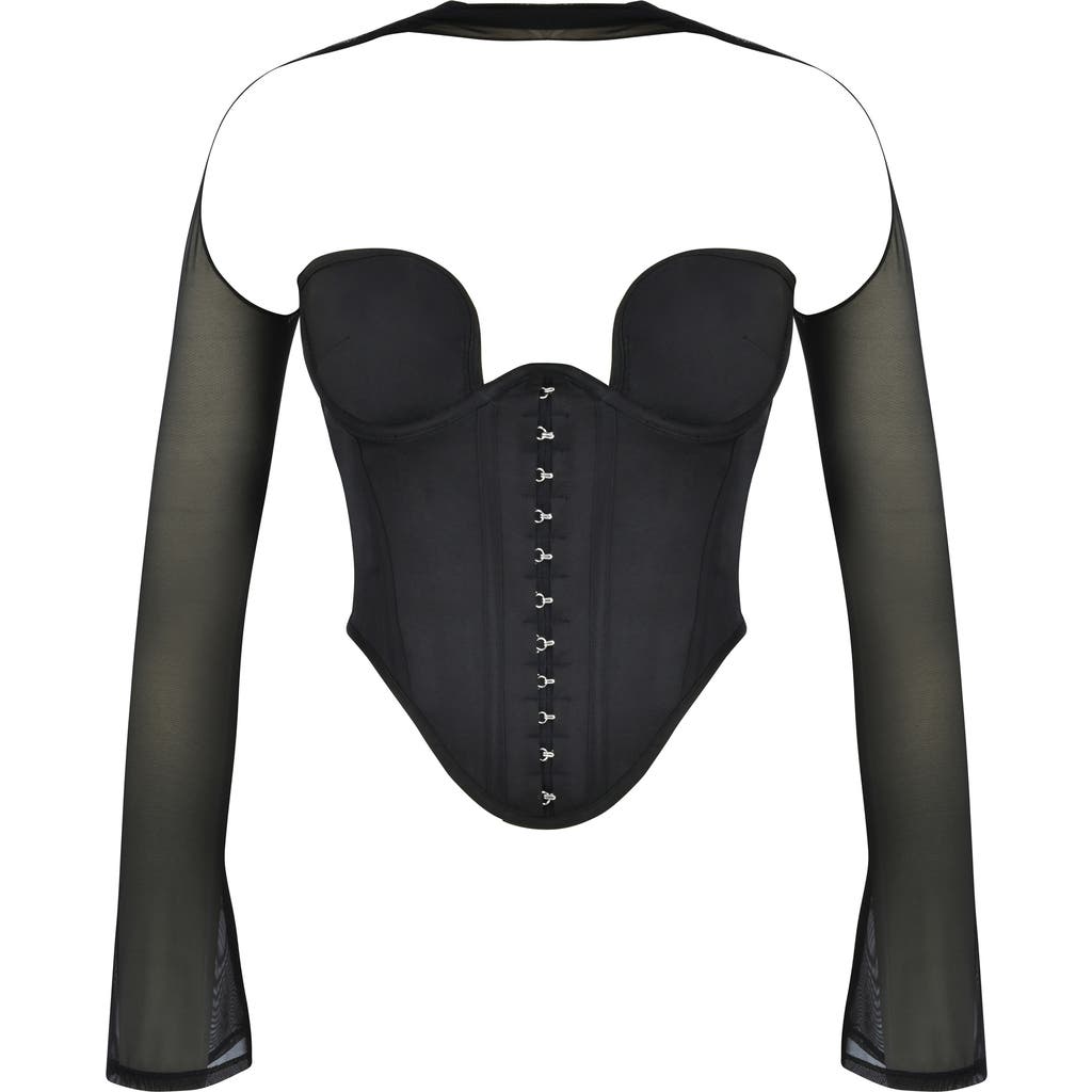 HOUSE OF CB HOUSE OF CB Mina Plunge Long Sleeve Structured Corset Top