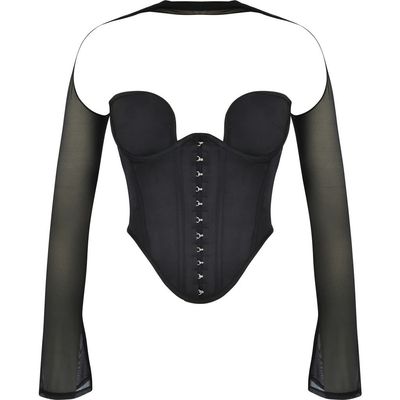 HOUSE OF CB HOUSE OF CB Mina Plunge Long Sleeve Structured Corset Top