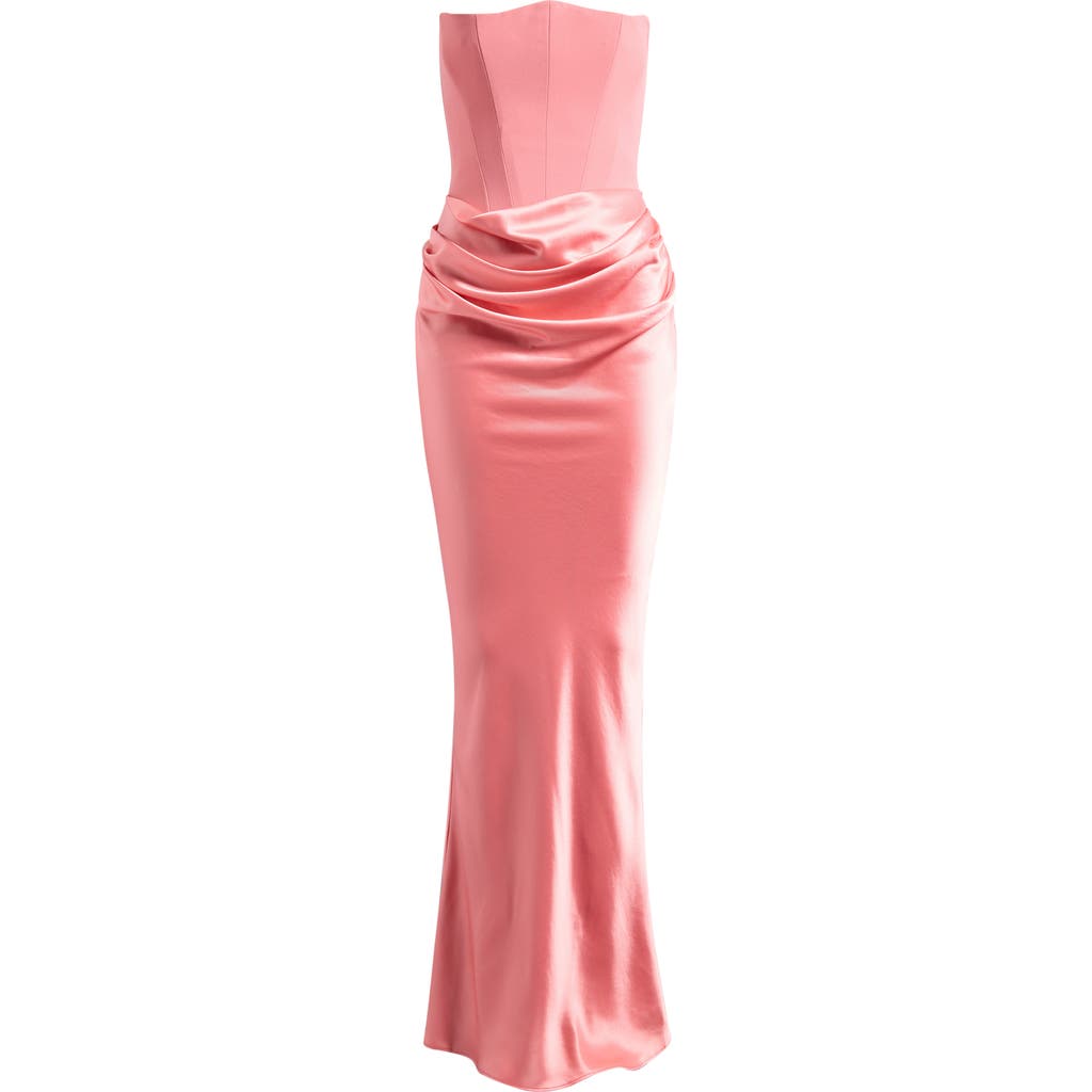 HOUSE OF CB HOUSE OF CB Persephone Strapless Corset Satin & Stretch Crepe Mermaid Gown
