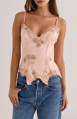 HOUSE OF CB HOUSE OF CB Saloma Embellished Satin Corset Top