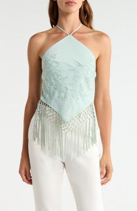 HOUSE OF CB HOUSE OF CB Sareena Hand Embellished Fringe Halter Top