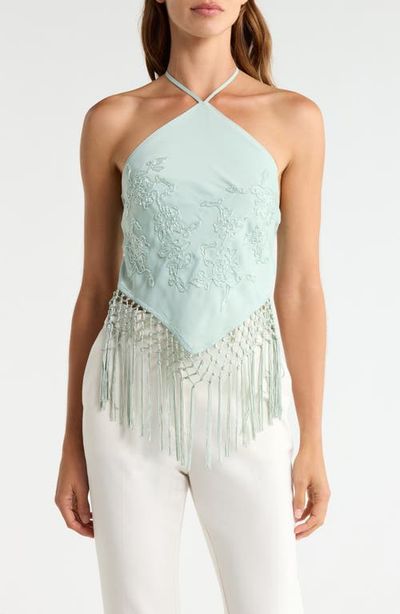HOUSE OF CB HOUSE OF CB Sareena Hand Embellished Fringe Halter Top